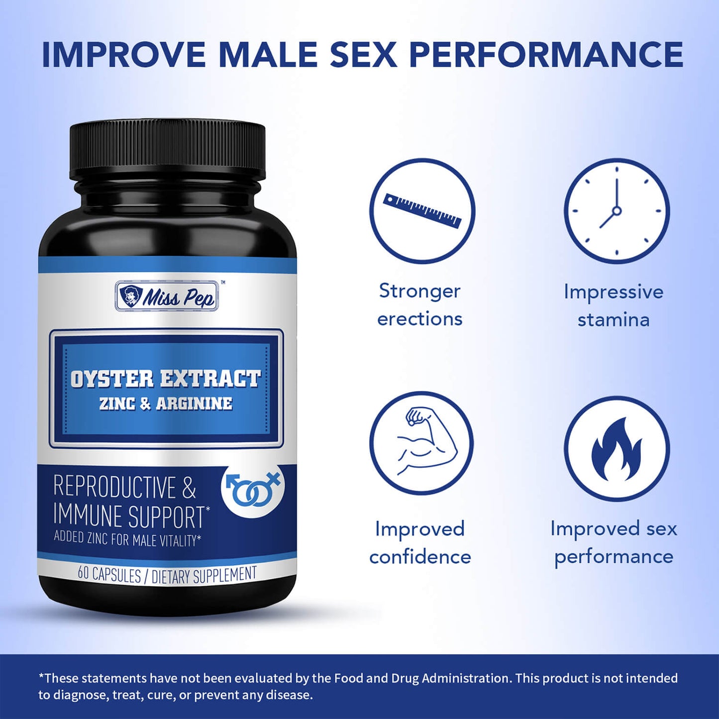 Misspep Plus Zinc Oyster Extract Testosterone Boosters Capsules 60ct